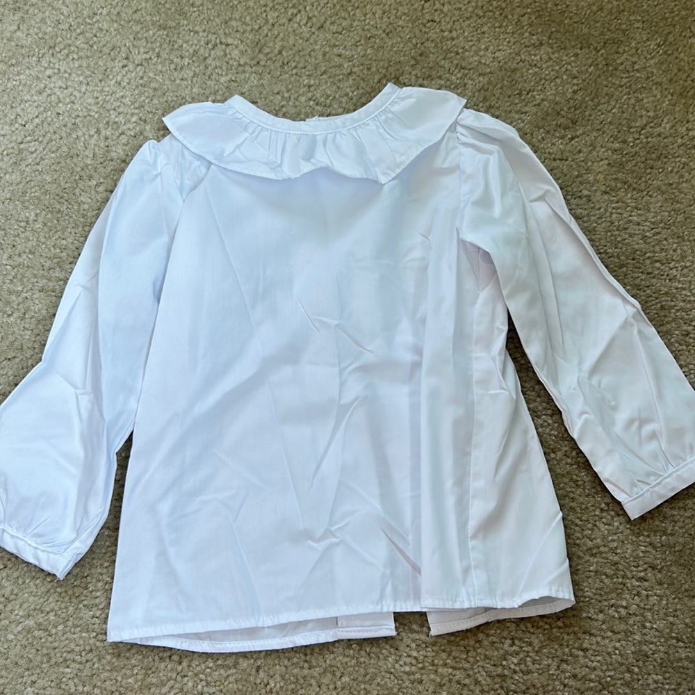 Baileys Boys brand girls white ruffle collar shirt. Size 24M.